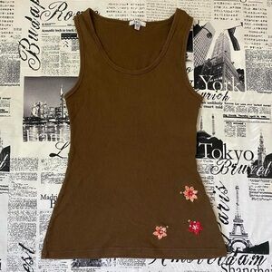 LEI Y2k brown floral tank top